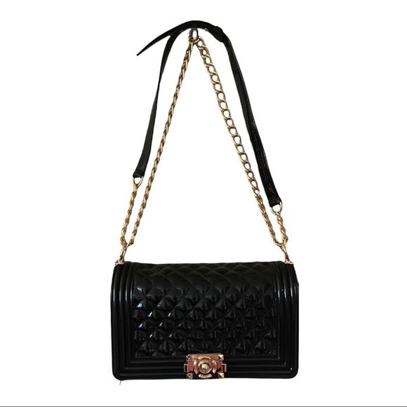 Emperia Black Quilted Flap Jelly Vegan Purse - Picture 1 of 6
